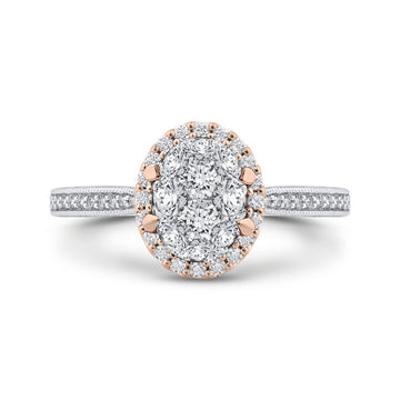 Round Diamond Halo Engagement Ring in 14K Two Tone Gold